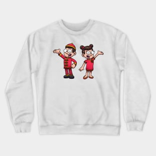 Chinese Boy And Girl Wearing Traditional Clothes Crewneck Sweatshirt